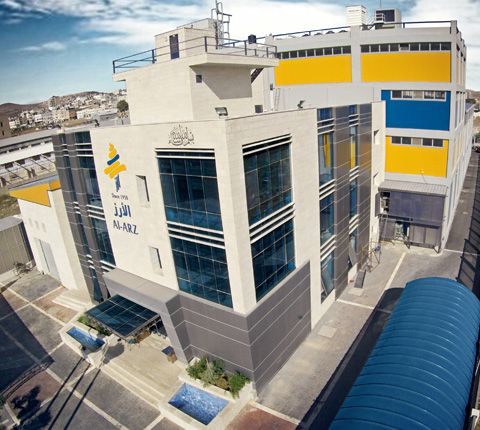 Aerial view of the Al-Arz factory building in Nablus