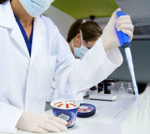 Al-Arz quality lab technician testing an ice cream sample